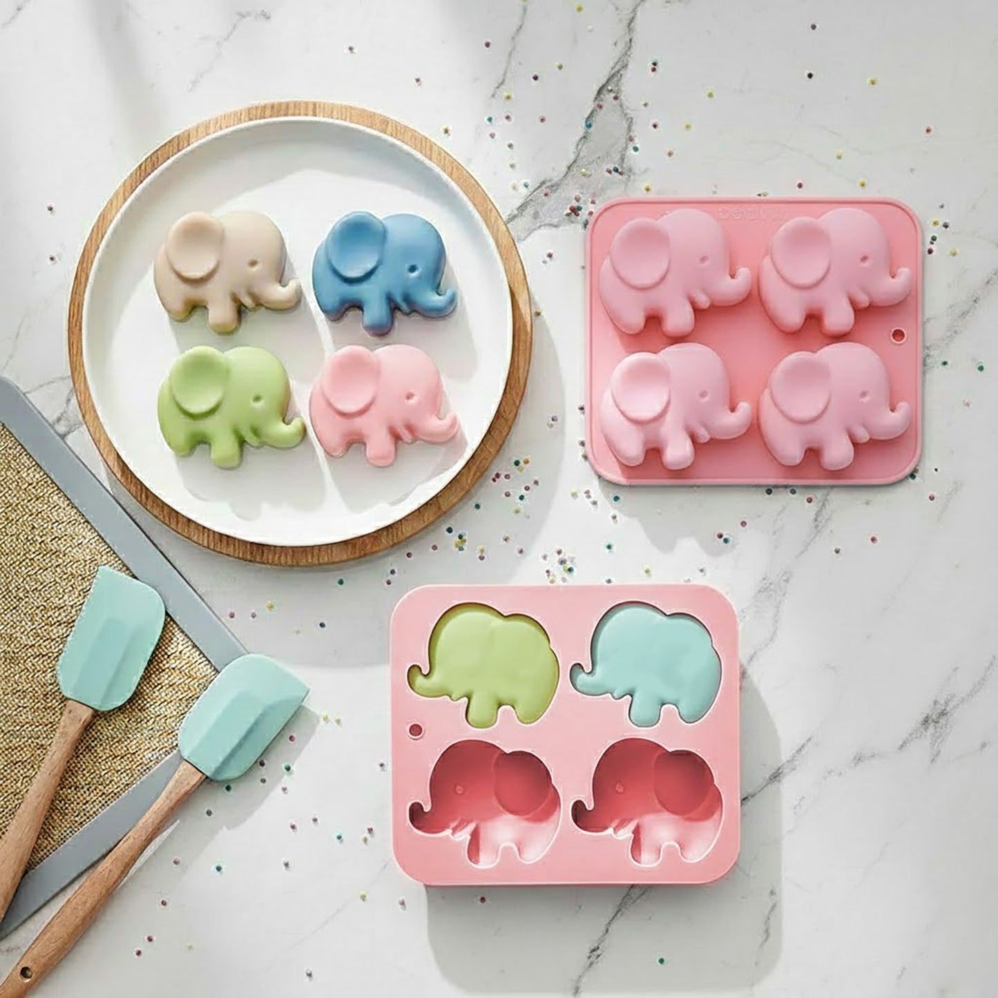 2-Piece Elephant Silicone Baking Mold Reusable Nonstick Cake Chocolate Mold
