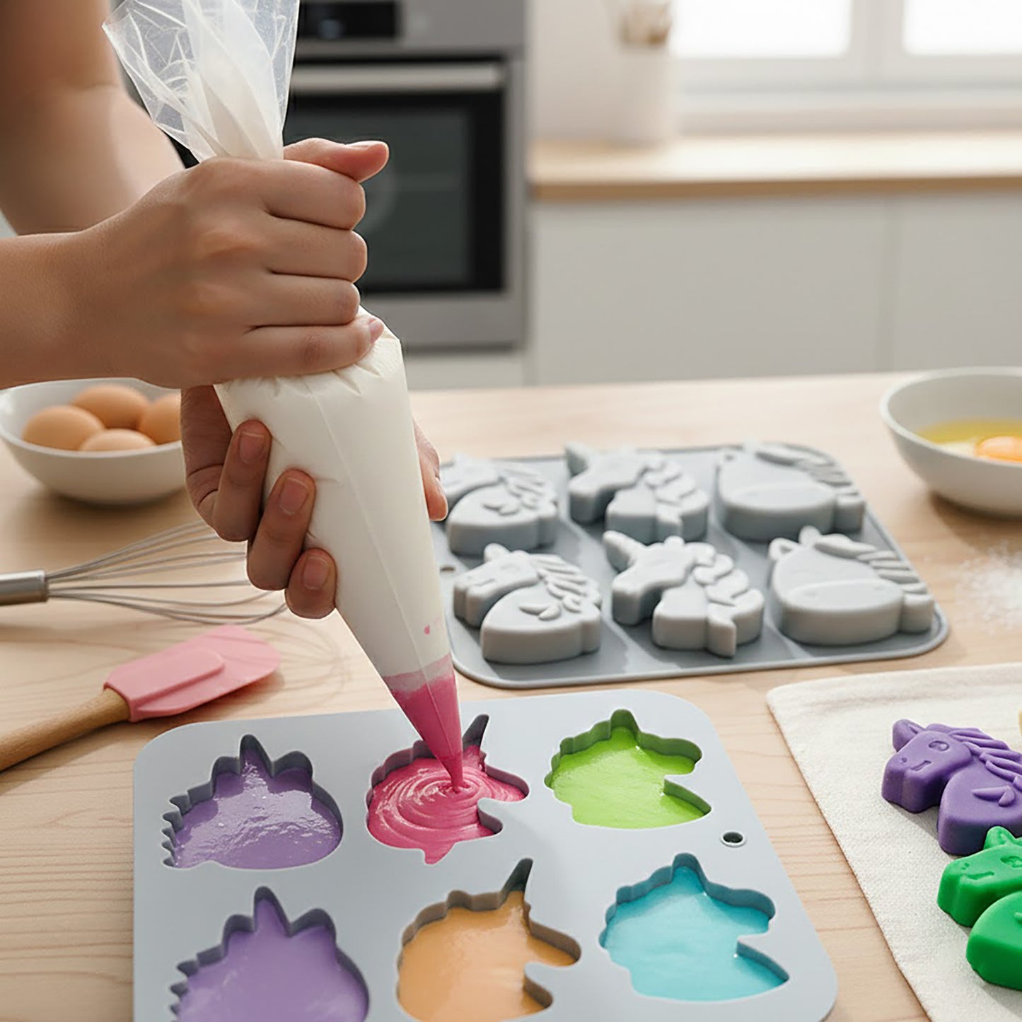 2-Piece Unicorn Silicone Baking Mold Set Nonstick Flexible Chocolate Candy Dessert Mold