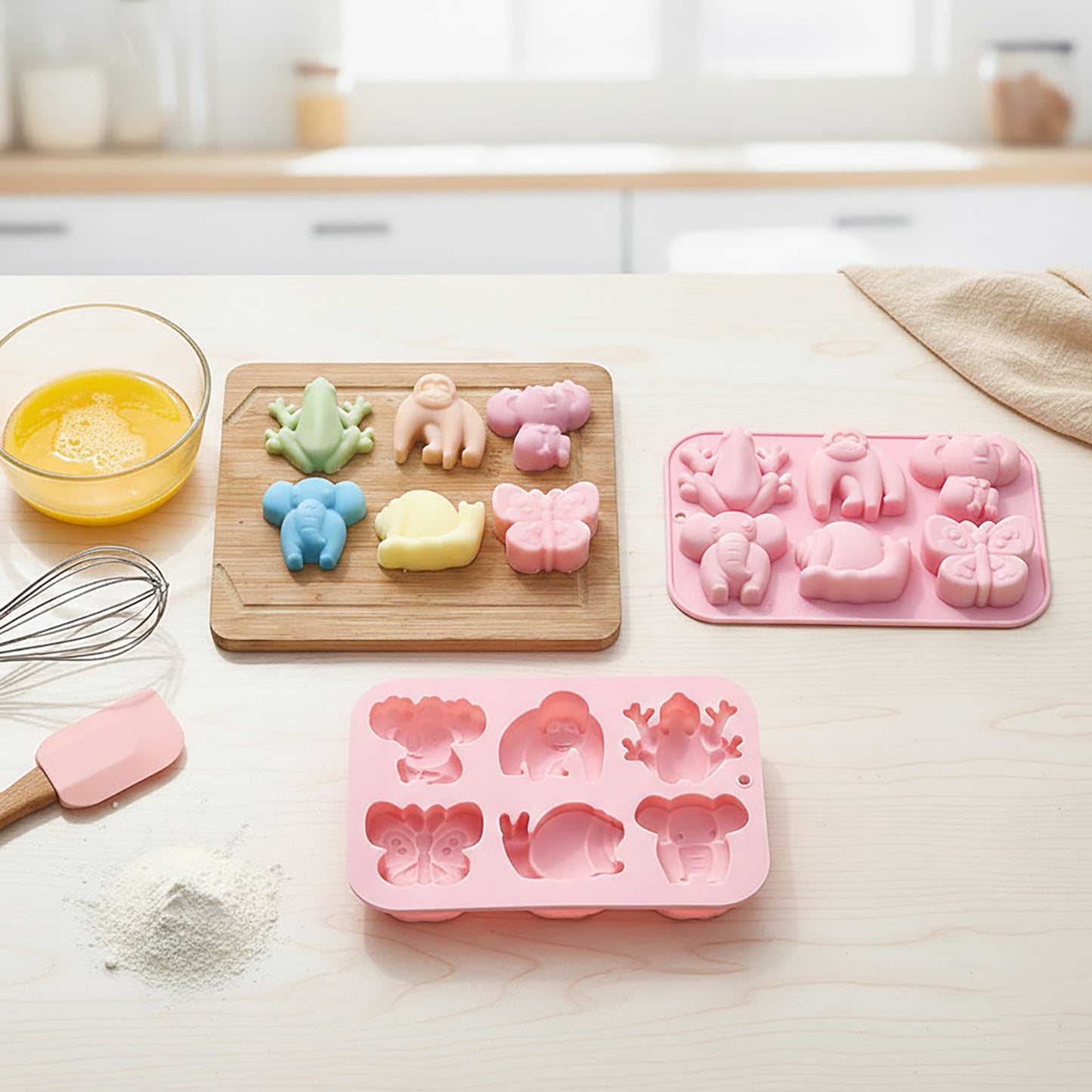 2-Piece Animal Silicone Baking Mold Set Nonstick Flexible Chocolate Candy Dessert Mold