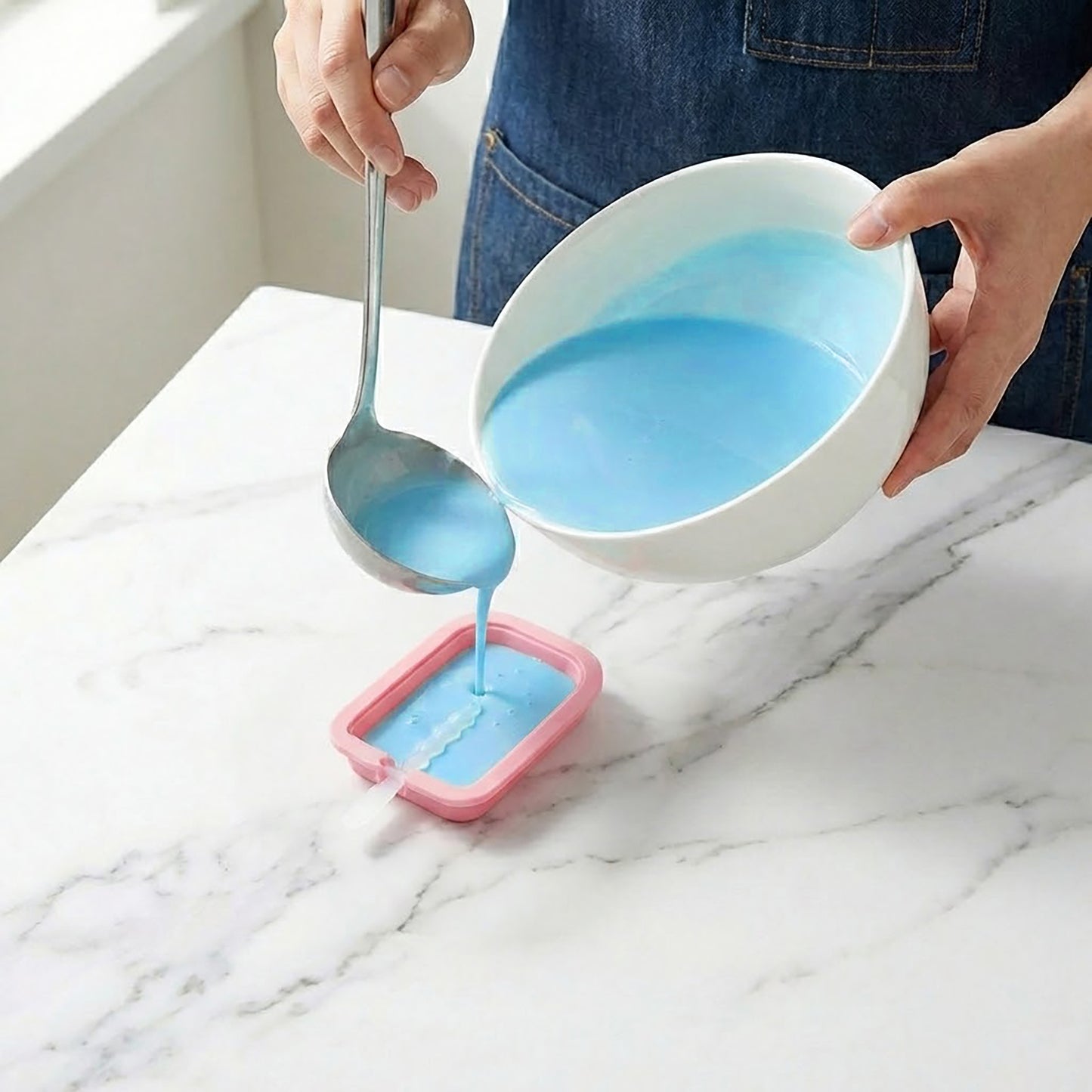 2-Piece Silicone Popsicle Mold Set Reusable Nonstick Ice Pop Maker with Easy Release Design