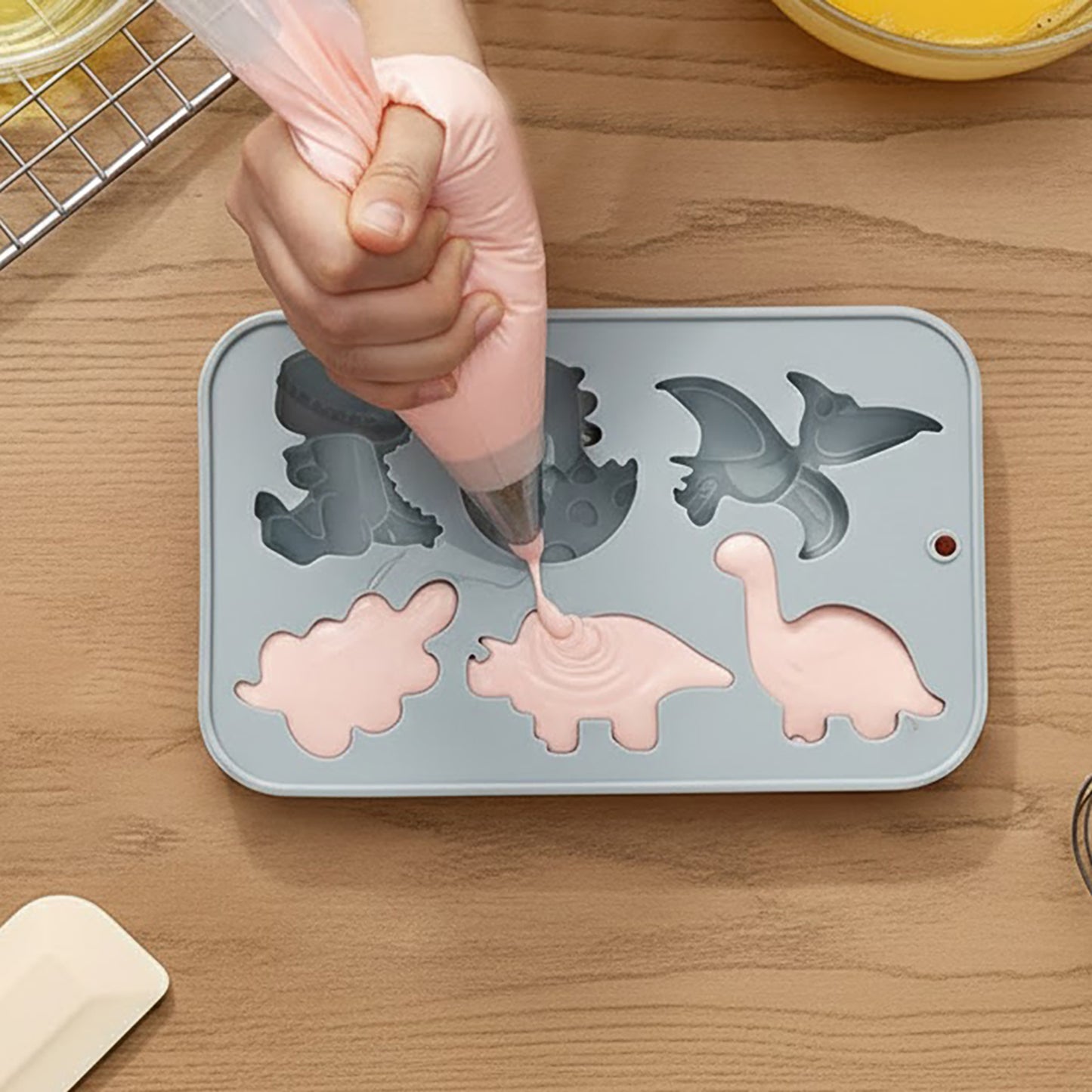 2-Piece Dinosaur Silicone Baking Mold Set Nonstick Flexible Chocolate Candy Dessert Mold