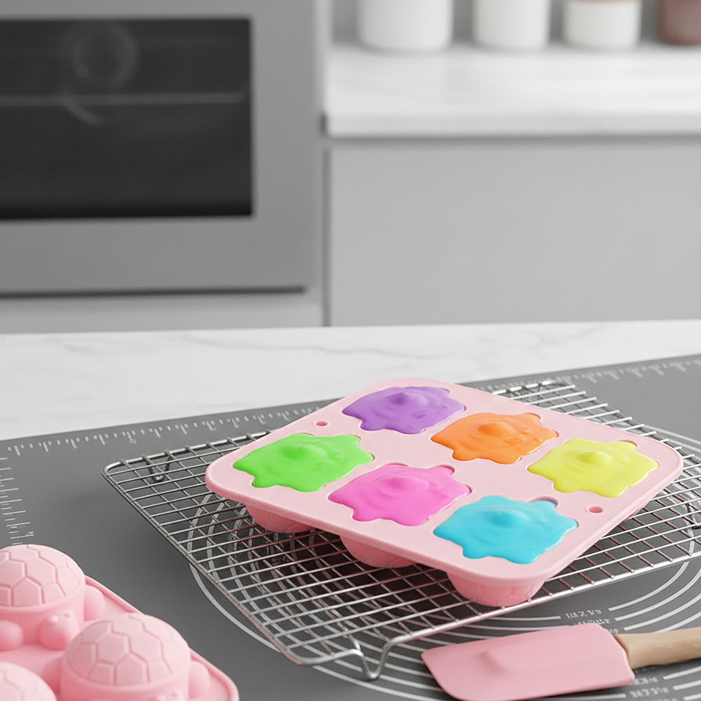 2-Piece Turtle Silicone Baking Mold Set Nonstick Flexible Chocolate Candy Dessert Mold