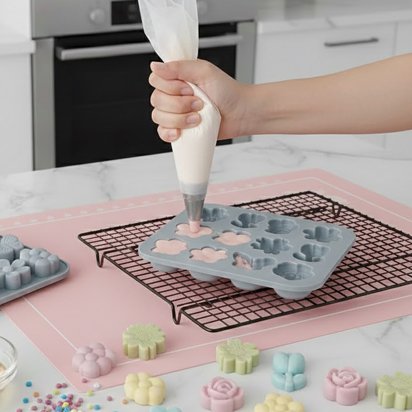 2-Piece Silicone Flower and Butterfly Baking Mold Set Nonstick Flexible Candy Chocolate Mold