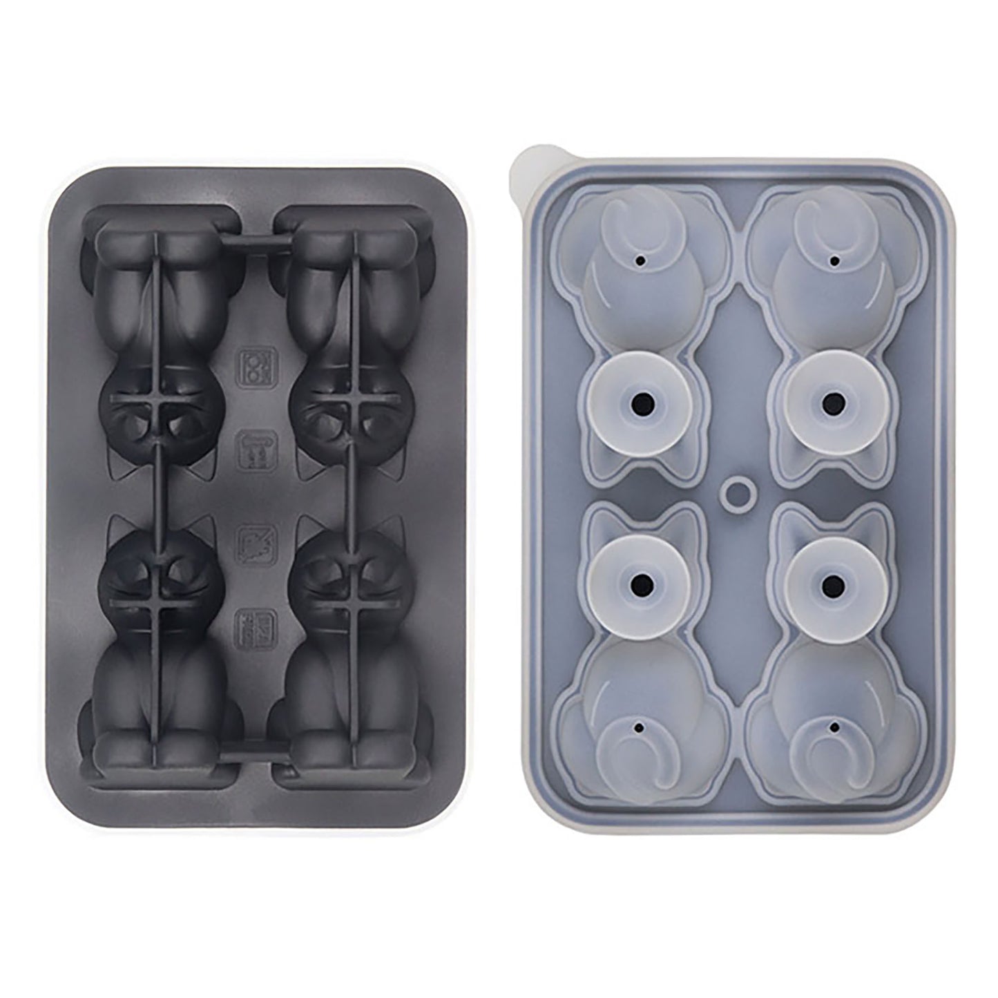 Cat Shaped Ice Cube Tray Silicone Large Mold with Easy Release Flexible Freezer Tray
