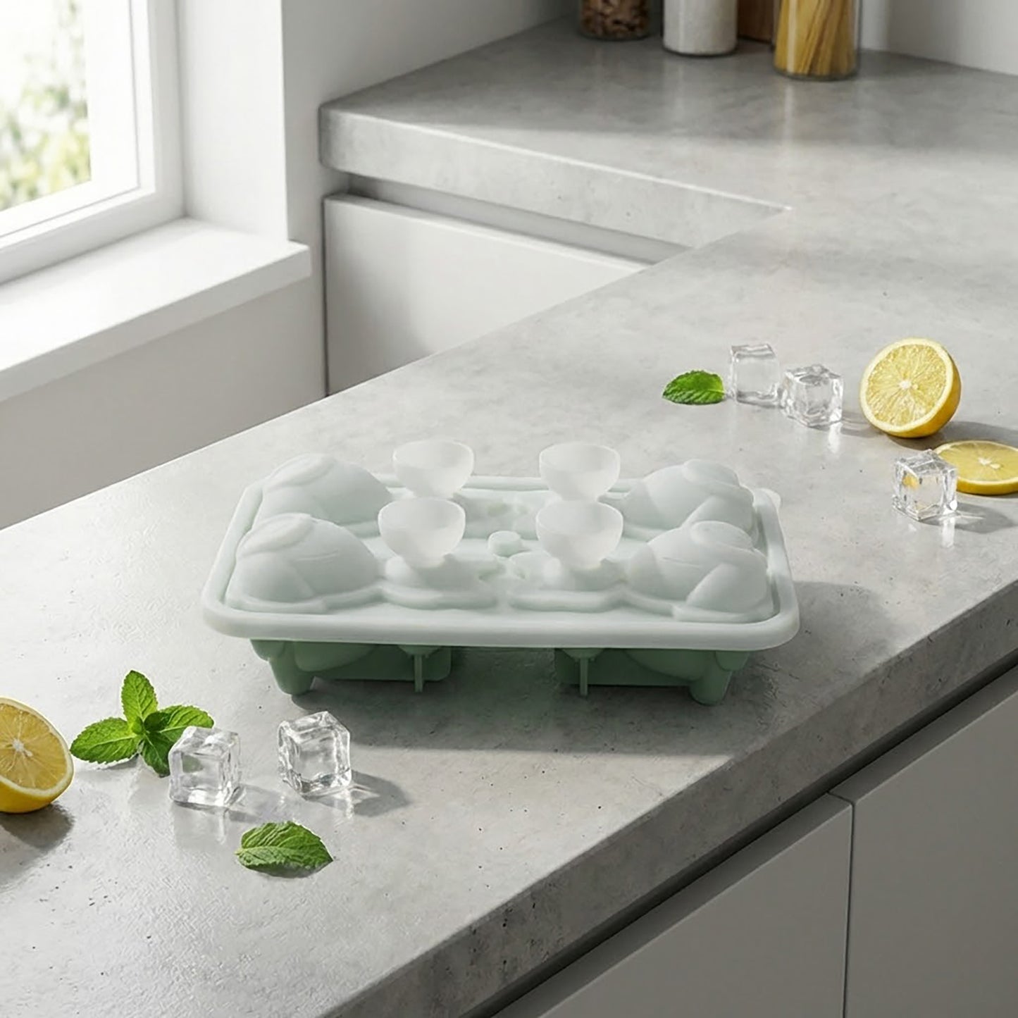 Cat Shaped Ice Cube Tray Silicone Large Mold with Easy Release Flexible Freezer Tray