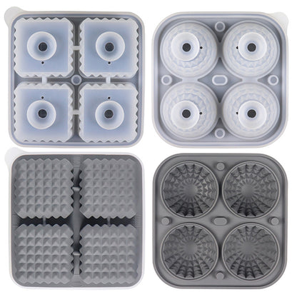 2-Piece Ice Cube Tray Set Round and Square Large Mold with Easy Release Flexible Silicone Design