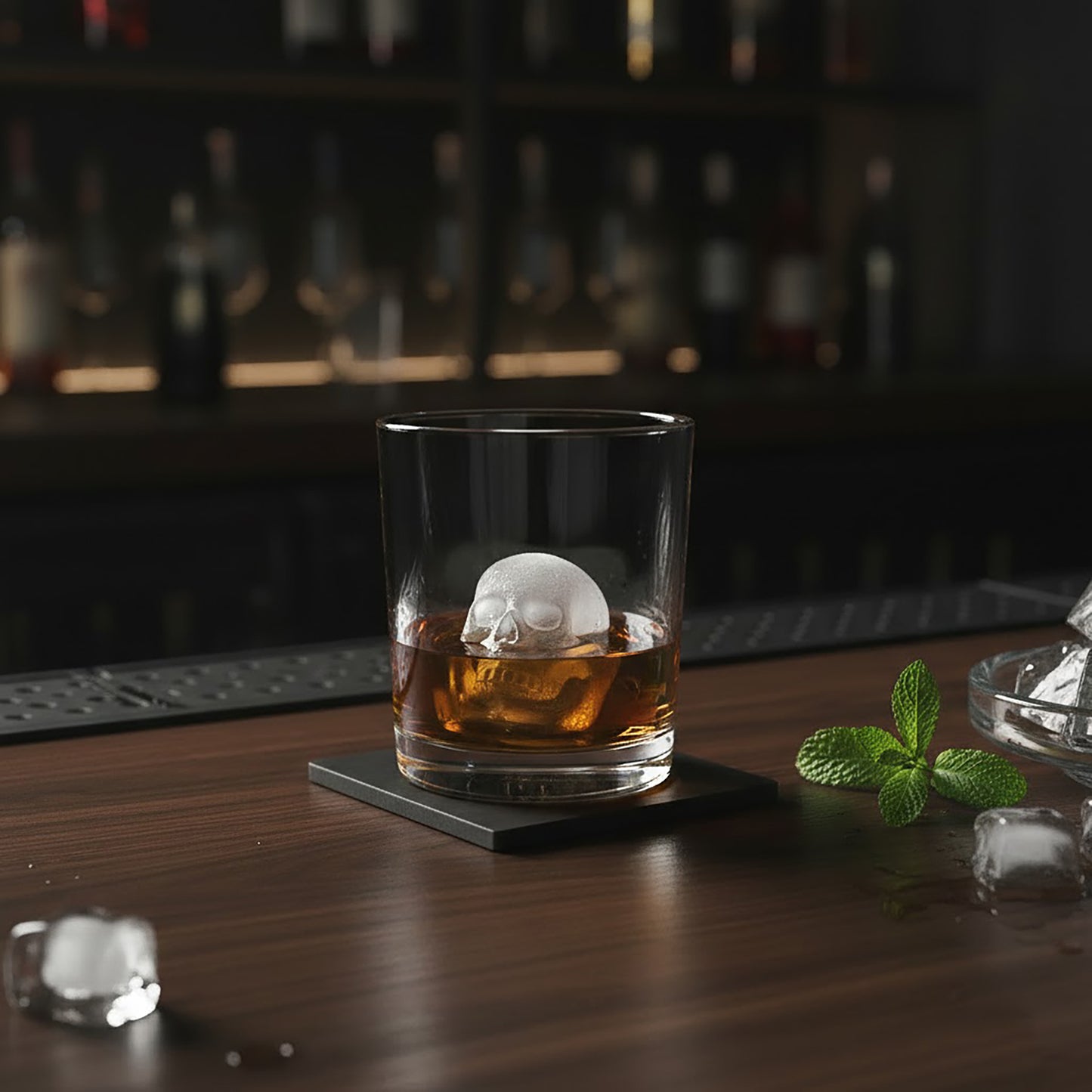 2-Pack Skull Silicone Ice Cube Tray 8-Cavity Flexible Nonstick Halloween Drink Mold