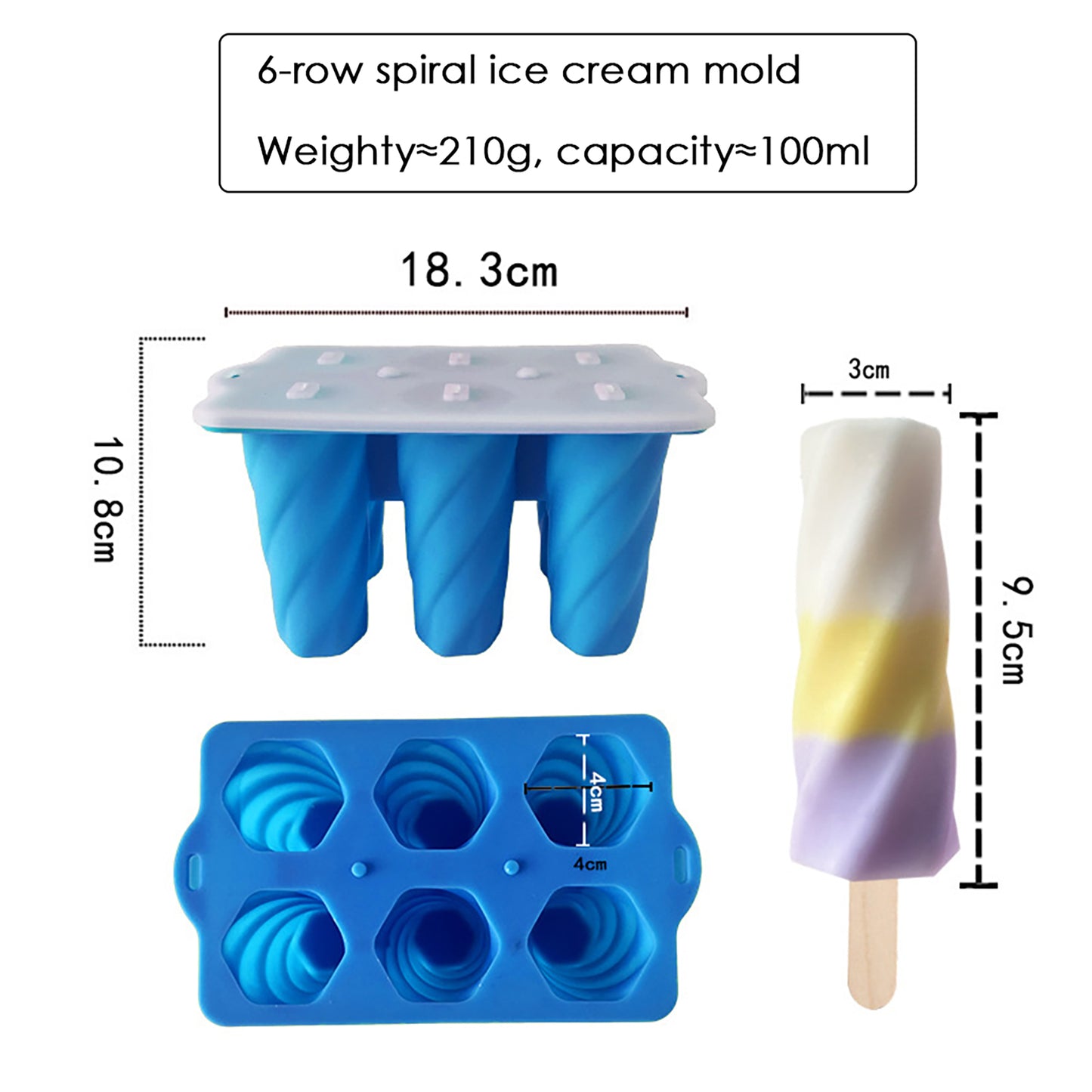 Silicone Popsicle Mold with Lid 6 Cavity Reusable Ice Pop Maker Tray