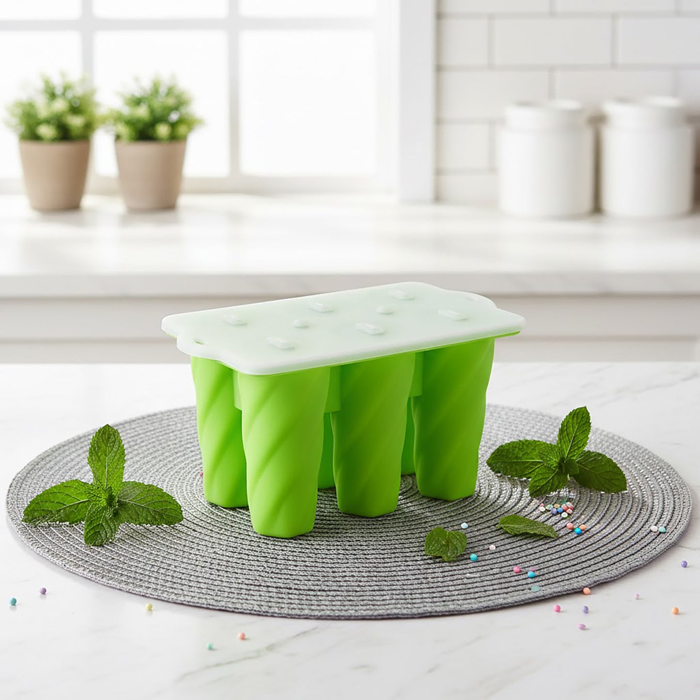 Silicone Popsicle Mold with Lid 6 Cavity Reusable Ice Pop Maker Tray