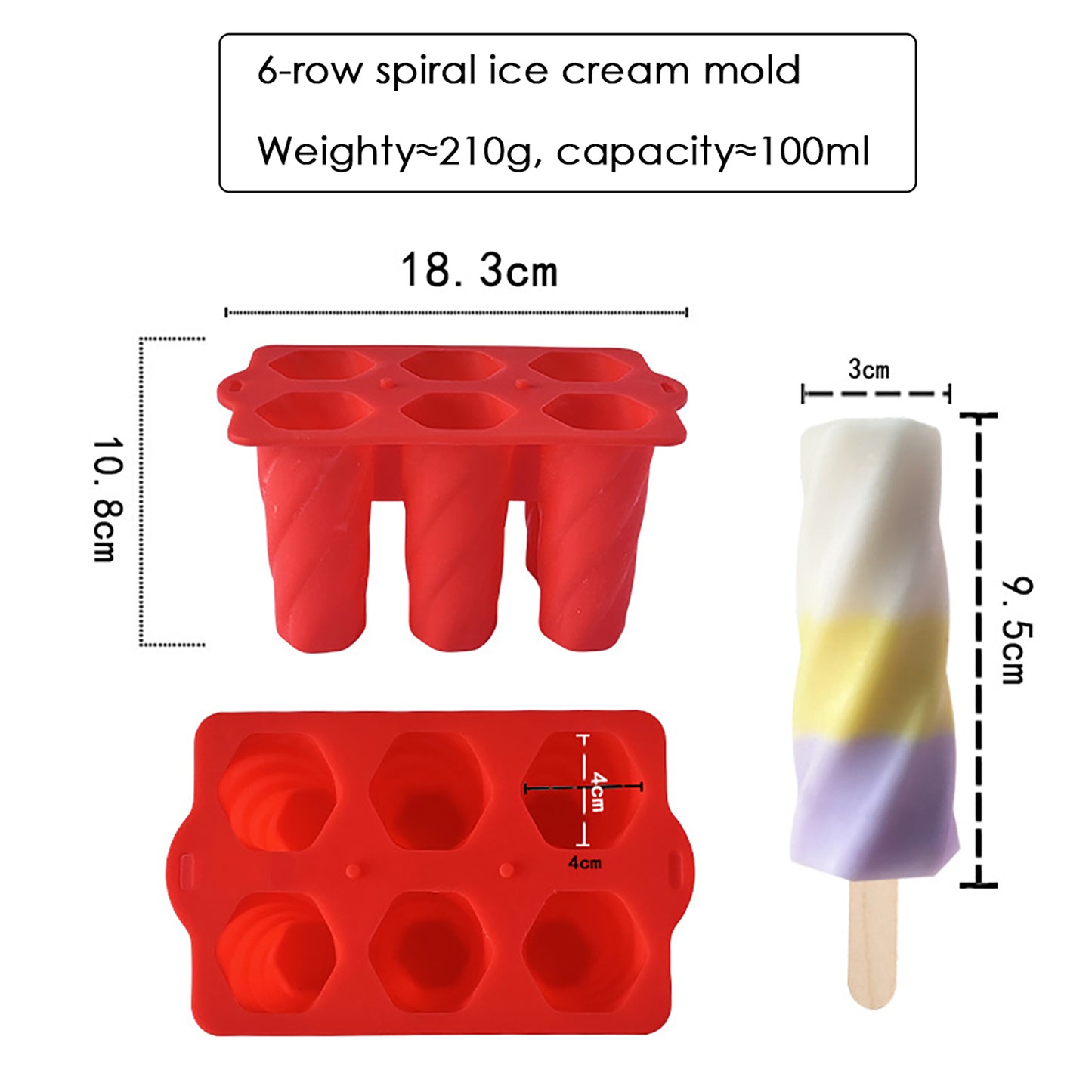 Silicone Popsicle Mold with Lid 6 Cavity Reusable Ice Pop Maker Tray