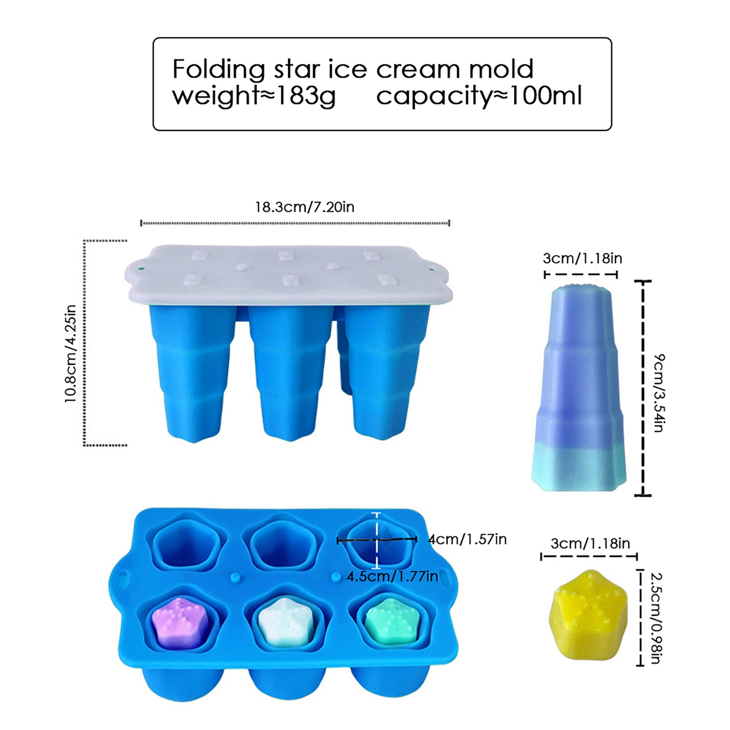 Silicone Popsicle Mold with Lid Reusable Ice Pop Maker Tray with 6 Cavities