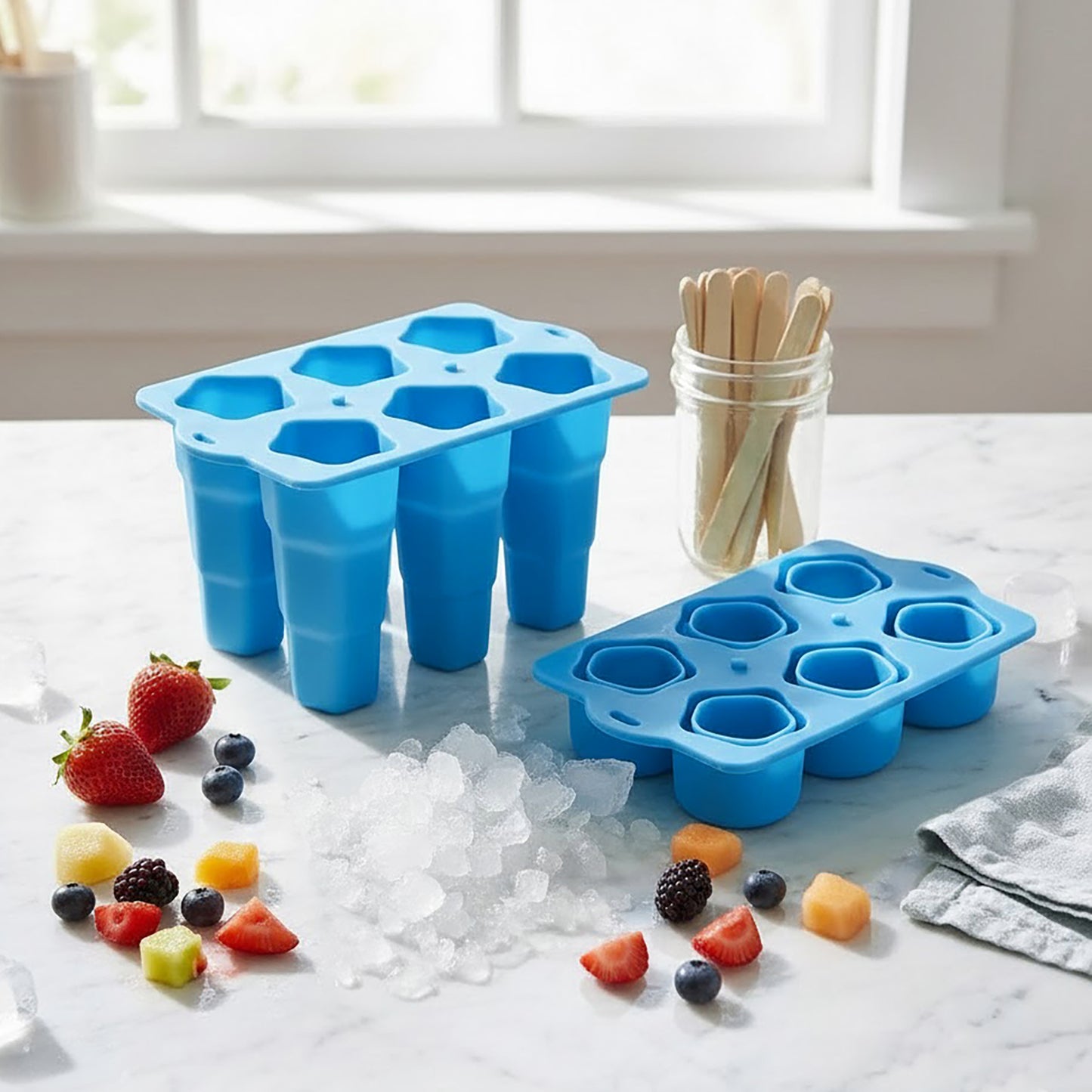 Silicone Popsicle Mold with Lid Reusable Ice Pop Maker Tray with 6 Cavities