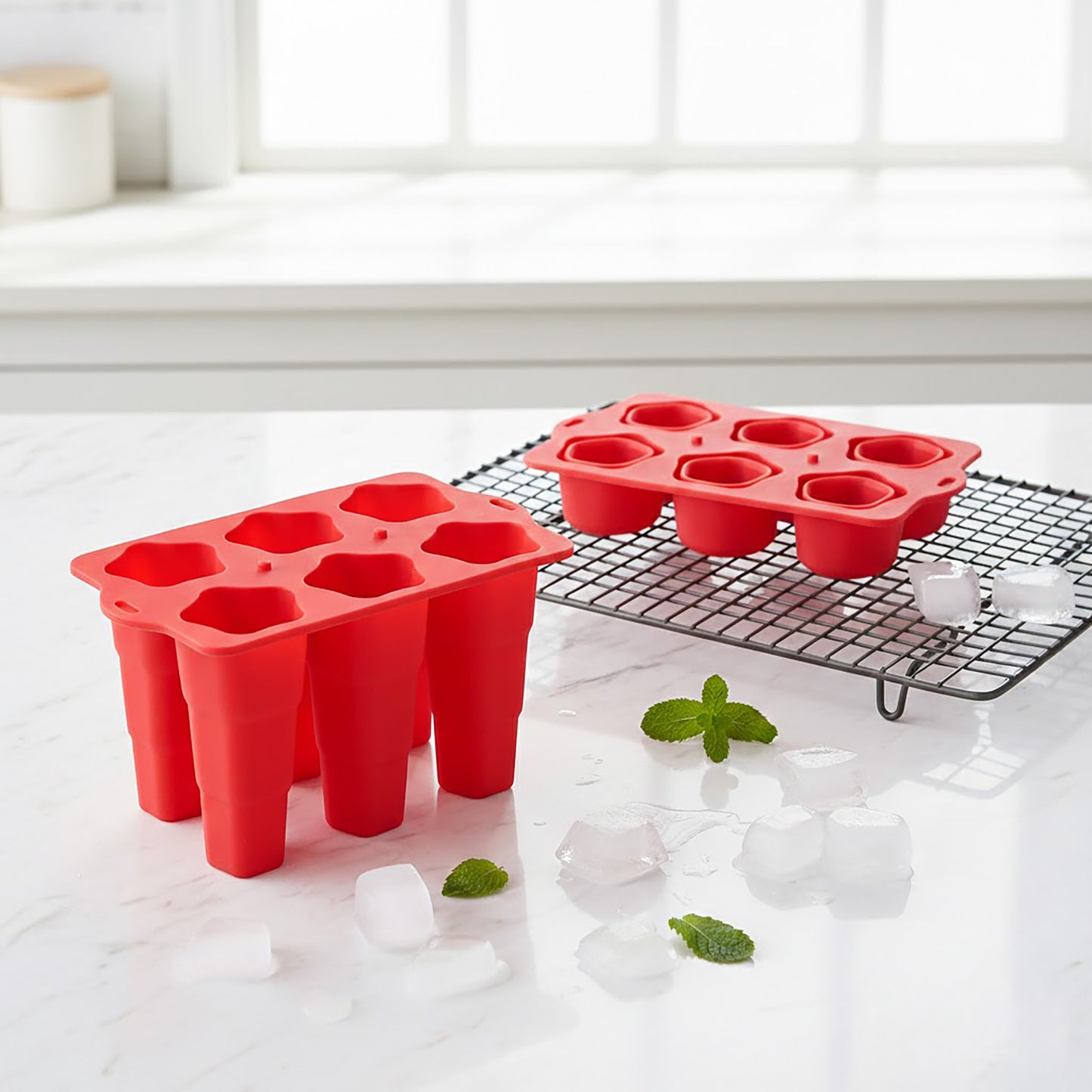 Silicone Popsicle Mold with Lid Reusable Ice Pop Maker Tray with 6 Cavities