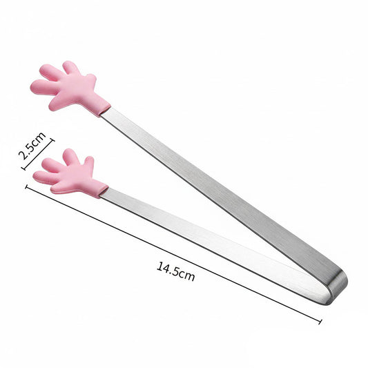 Stainless Steel Kitchen Tongs with Hand Shape Silicone Tips Serving Utensil Set 3 Piece