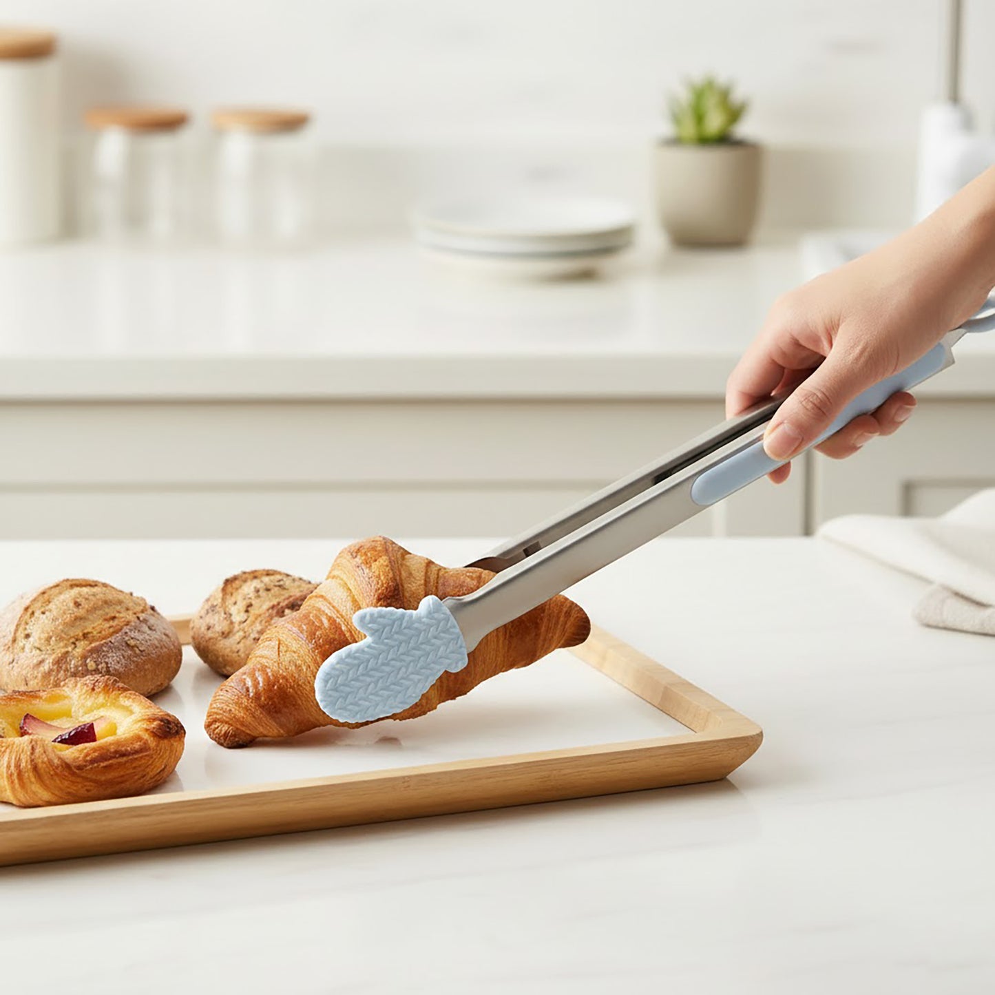 Stainless Steel Kitchen Tongs with Silicone Tips Non Slip Serving Utensil Set 2 Piece