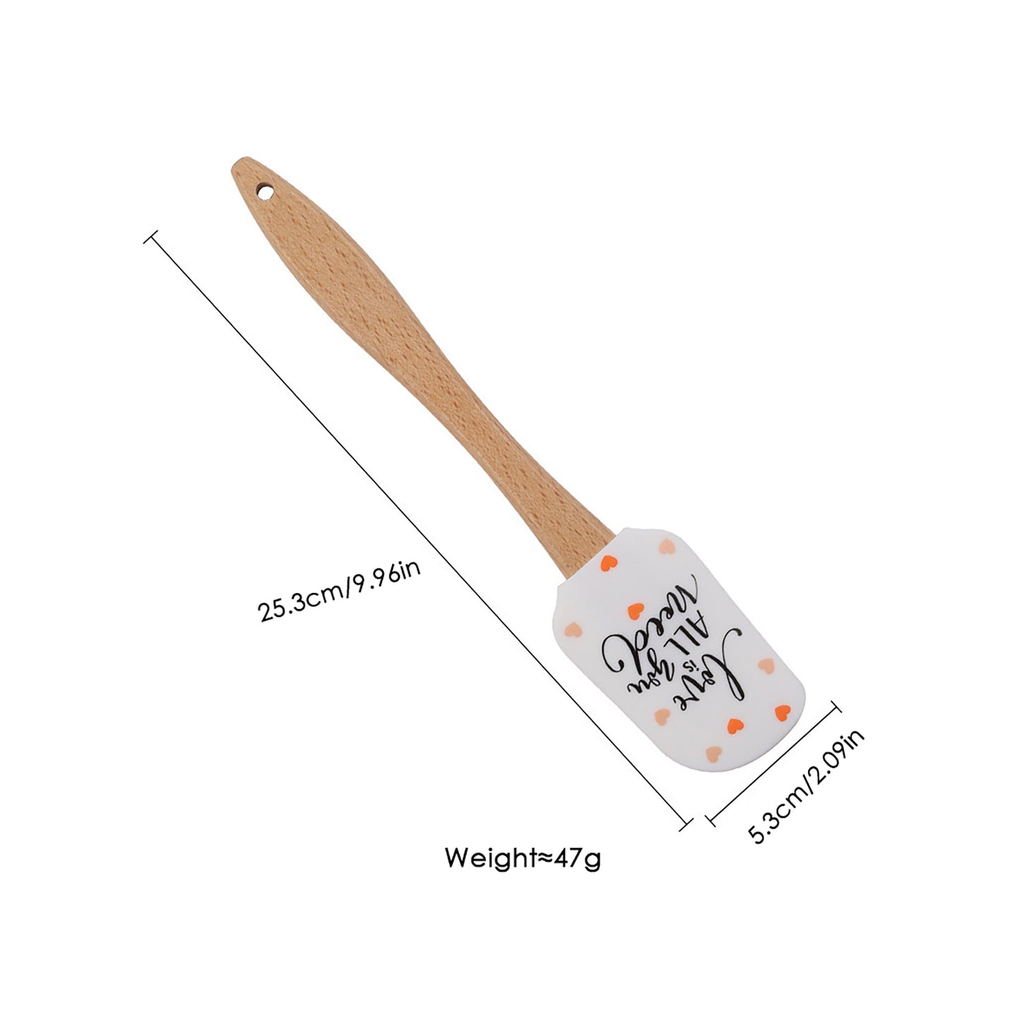 Silicone Spatula Set XO Heart Print Wooden Handle Heat Resistant Baking Mixing Kitchen Tools 3 Piece
