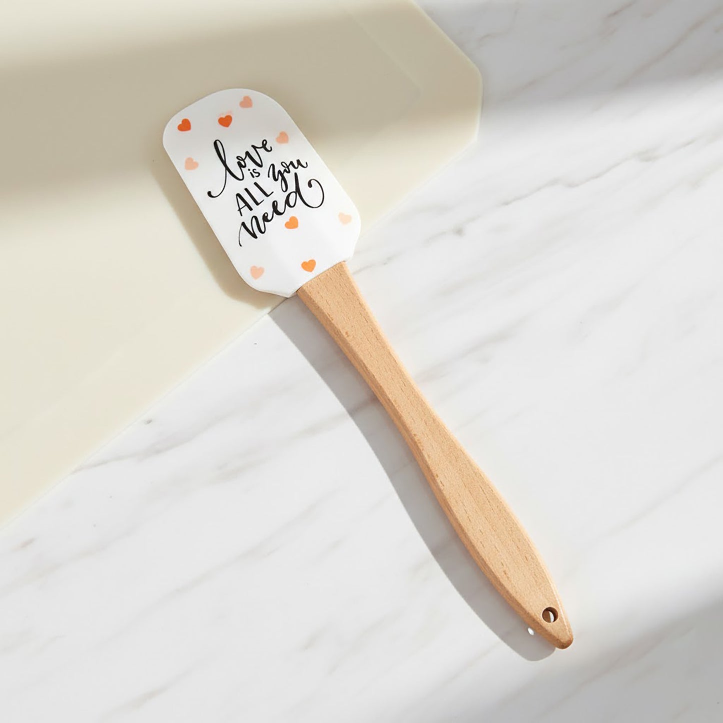 Silicone Spatula Set XO Heart Print Wooden Handle Heat Resistant Baking Mixing Kitchen Tools 3 Piece