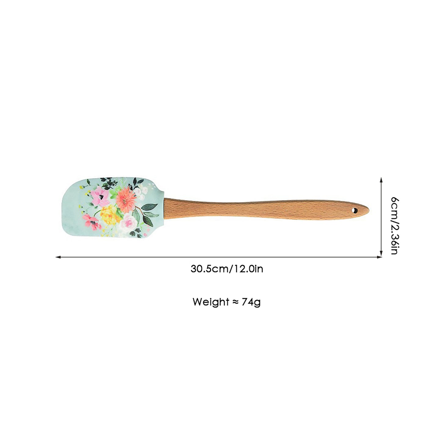 Silicone Spatula Set Butterfly Floral Print Wooden Handle Heat Resistant Baking Mixing Tools 2 Piece