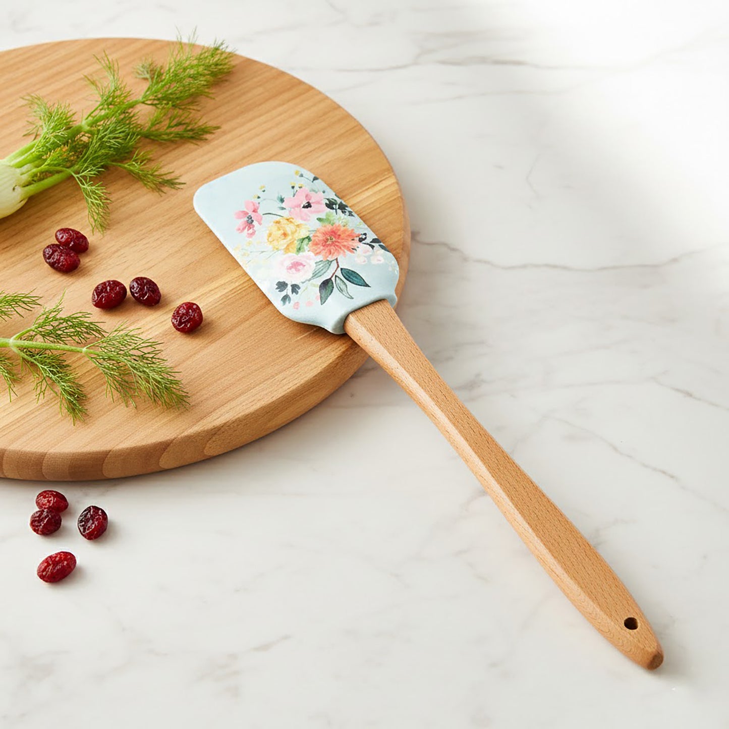 Silicone Spatula Set Butterfly Floral Print Wooden Handle Heat Resistant Baking Mixing Tools 2 Piece