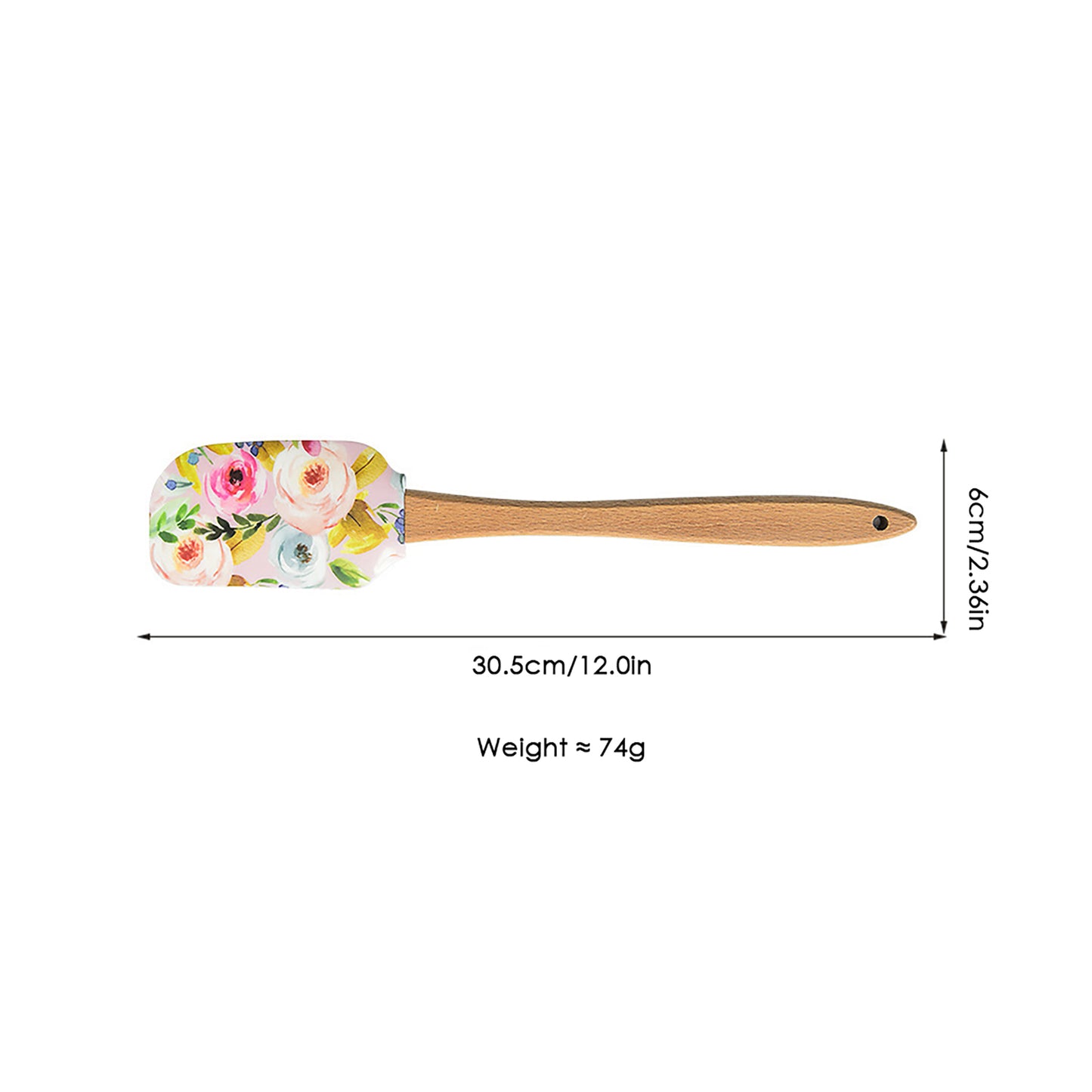 Silicone Spatula Set Butterfly Floral Print Wooden Handle Heat Resistant Baking Mixing Tools 2 Piece