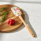 Silicone Spatula Set Butterfly Floral Print Wooden Handle Heat Resistant Baking Mixing Tools 2 Piece