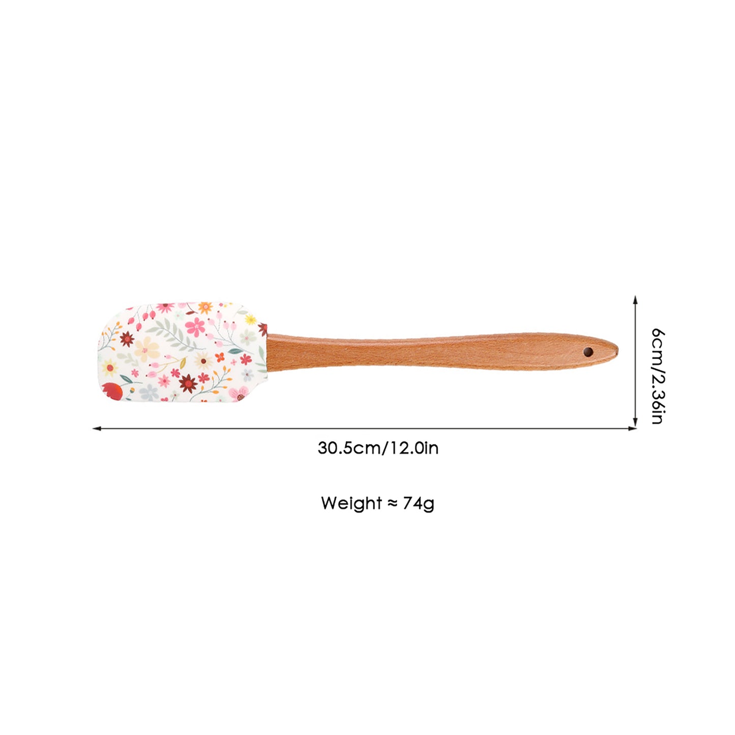 Silicone Spatula Set Butterfly Floral Print Wooden Handle Heat Resistant Baking Mixing Tools 2 Piece