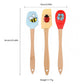 3-PC Silicone Spatula Set Wooden Handle, Bee Ladybug Flower Print, Heat Resistant Baking Tools