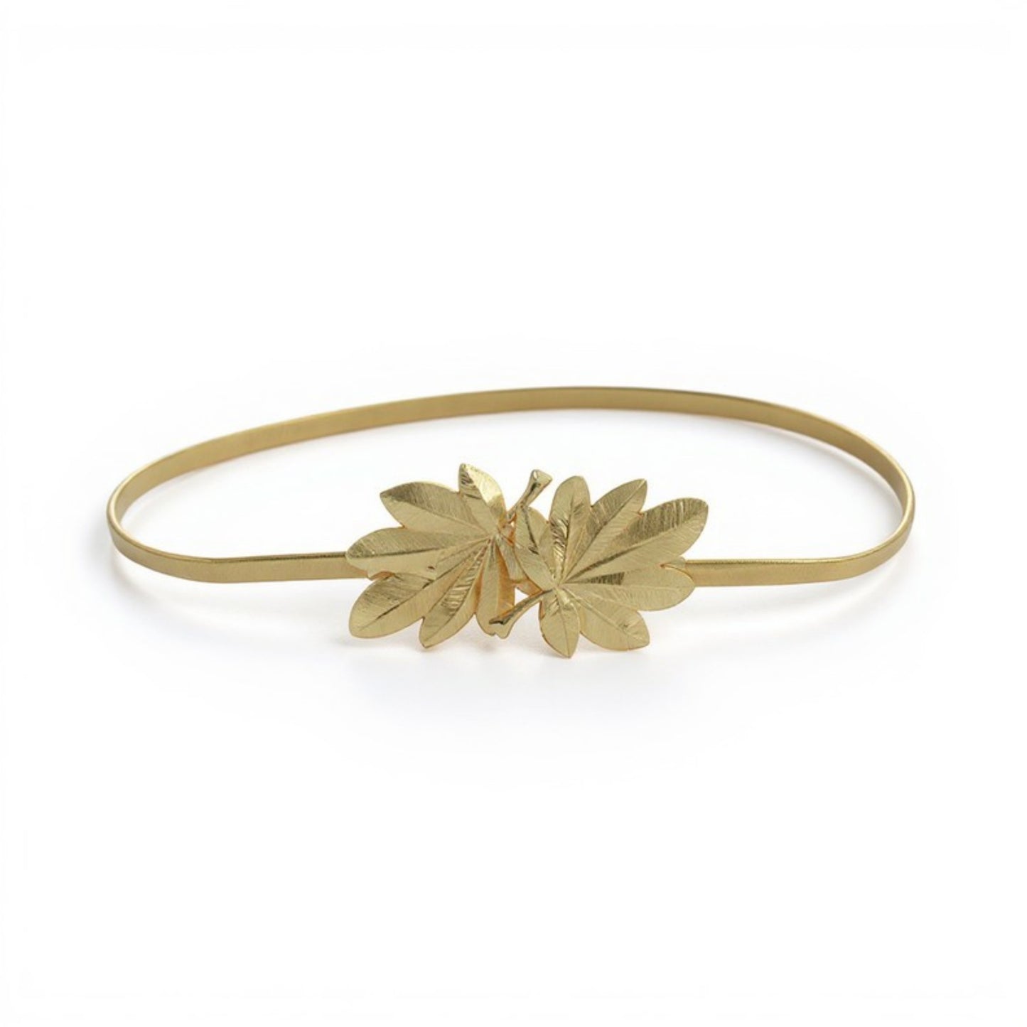 Slim Metal Leaf Accent Waist Belt Decorative Fashion Belt