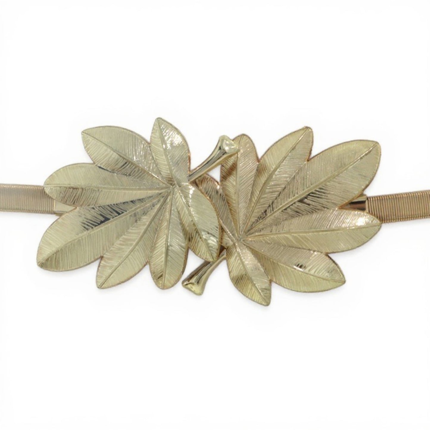 Slim Metal Leaf Accent Waist Belt Decorative Fashion Belt