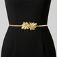 Slim Metal Leaf Accent Waist Belt Decorative Fashion Belt