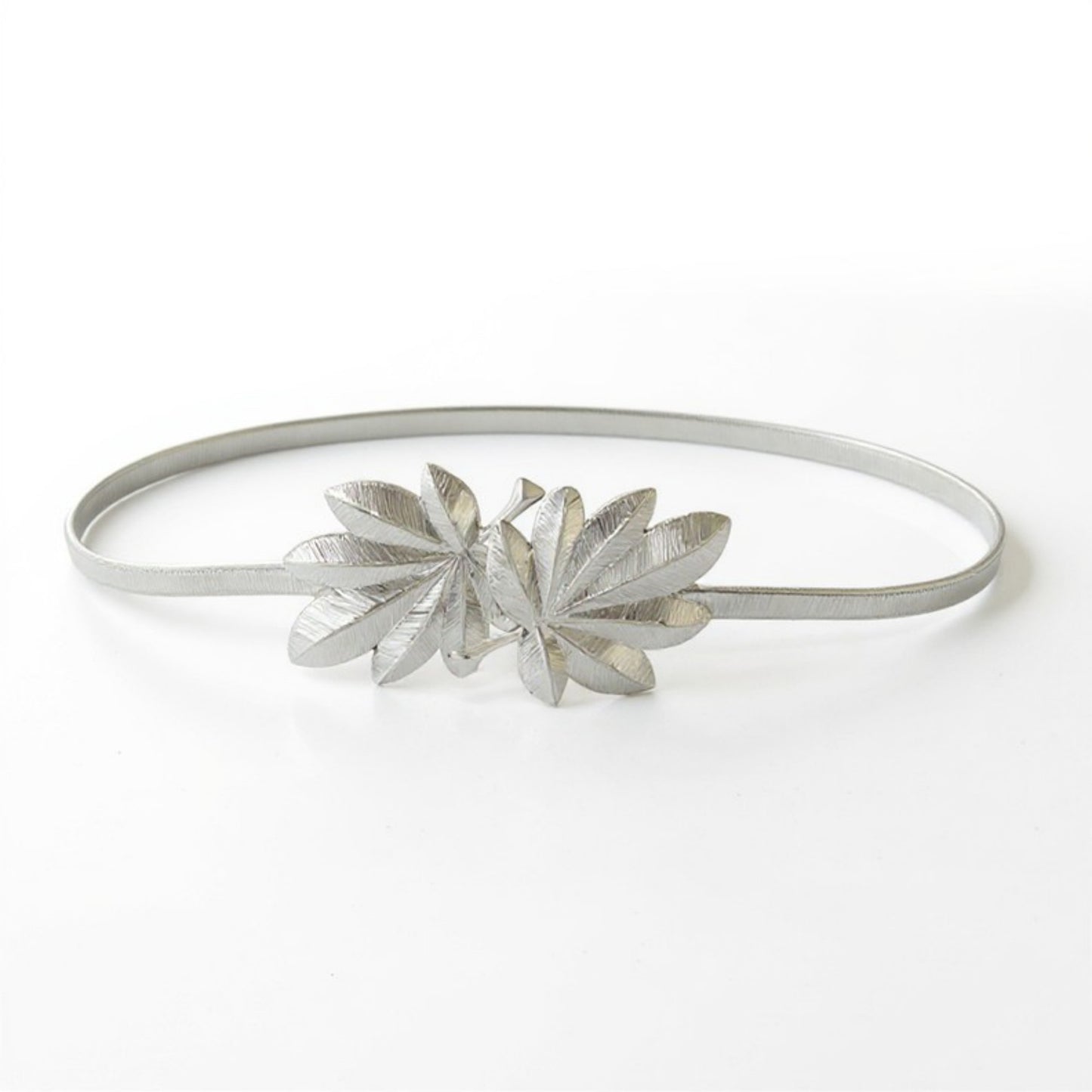 Slim Metal Leaf Accent Waist Belt Decorative Fashion Belt
