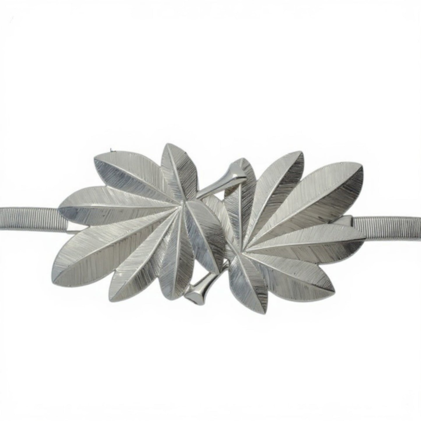 Slim Metal Leaf Accent Waist Belt Decorative Fashion Belt