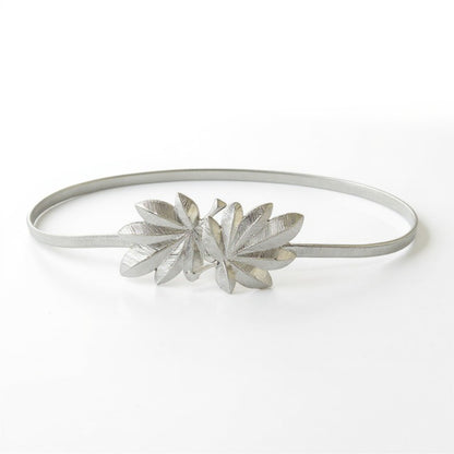 Slim Metal Leaf Accent Waist Belt Decorative Fashion Belt