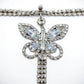 Rhinestone Butterfly Charm Waist Belt with Drop Chain Decorative Fashion Accessory