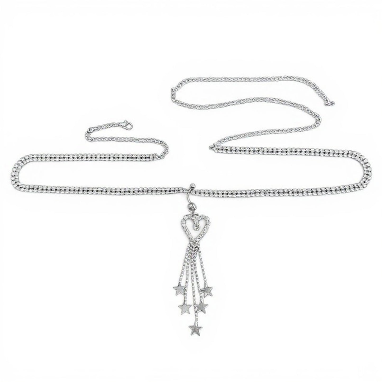 Rhinestone Butterfly Charm Waist Belt with Drop Chain Decorative Fashion Accessory