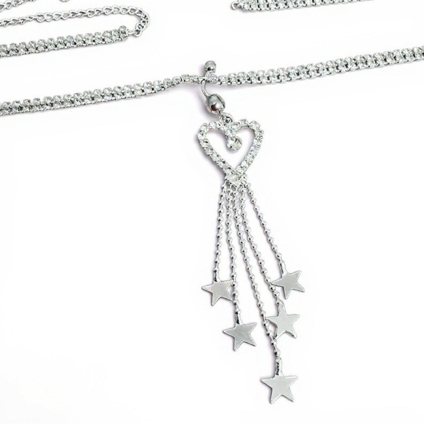 Rhinestone Butterfly Charm Waist Belt with Drop Chain Decorative Fashion Accessory