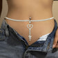 Rhinestone Butterfly Charm Waist Belt with Drop Chain Decorative Fashion Accessory