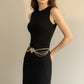 Multi Chain Heart Charm Waist Belt with Pearl Detail Decorative Fashion Accessory