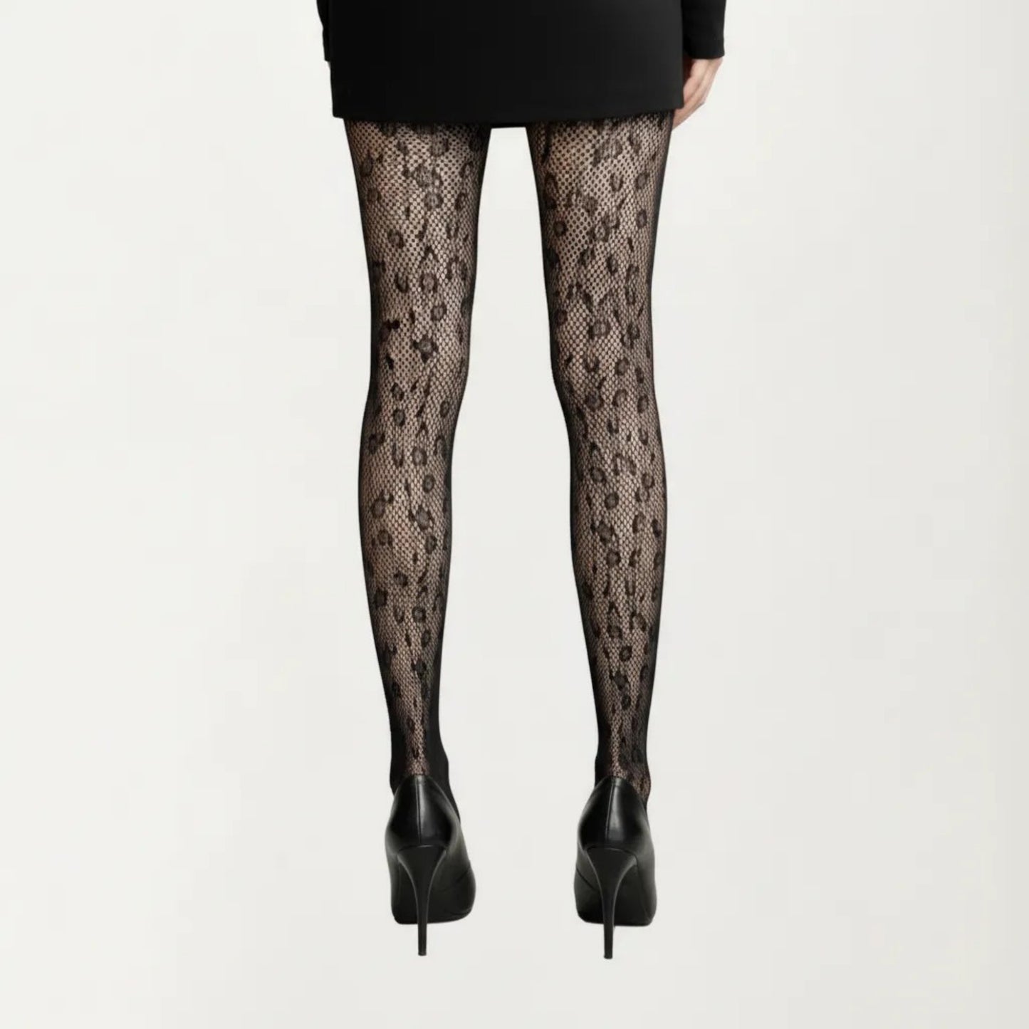 Sheer Leopard Pattern Tights 3 Piece Set Lace Fishnet Style Pantyhose