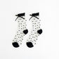 Sheer Polka Dot Crew Socks 3 Piece Set with Bow Trim Lightweight Dress Socks