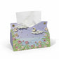 3-Piece Floral Decorative Tissue Box Cover with Painted Tulip Design