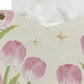 3-Piece Floral Decorative Tissue Box Cover with Painted Tulip Design