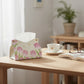3-Piece Floral Decorative Tissue Box Cover with Painted Tulip Design