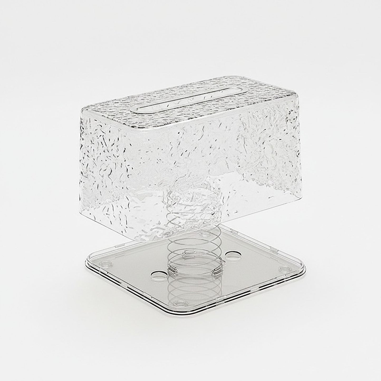 Textured Clear Acrylic Tissue Box Cover with Modern Rectangular Design