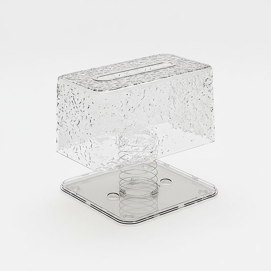 Textured Clear Acrylic Tissue Box Cover with Modern Rectangular Design
