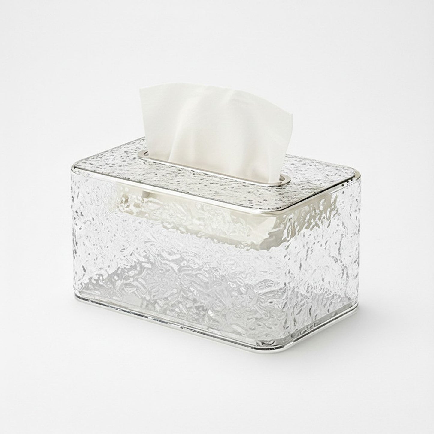 Textured Clear Acrylic Tissue Box Cover with Modern Rectangular Design