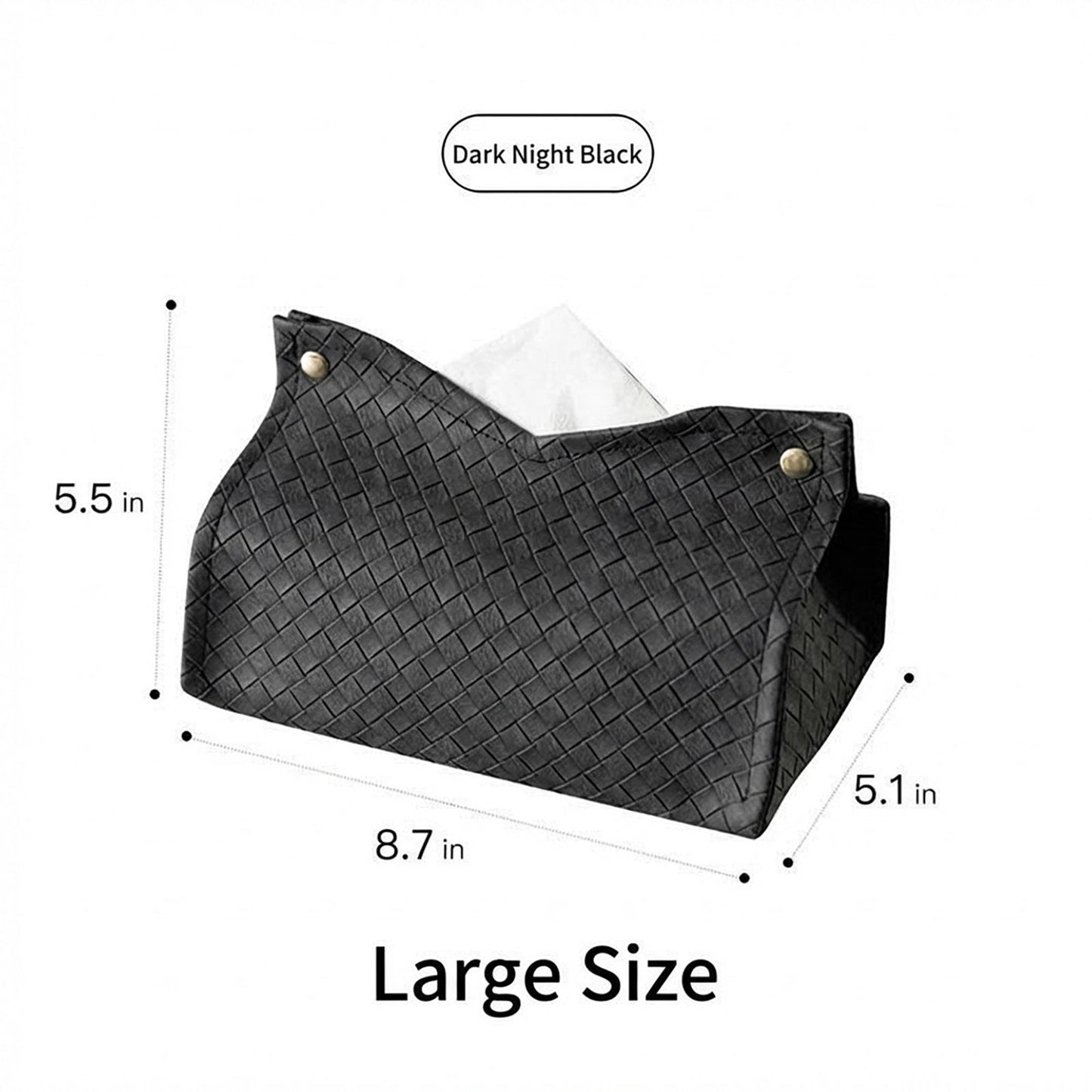 3-piece Woven Texture Faux Leather Tissue Holder with Snap Closure Design