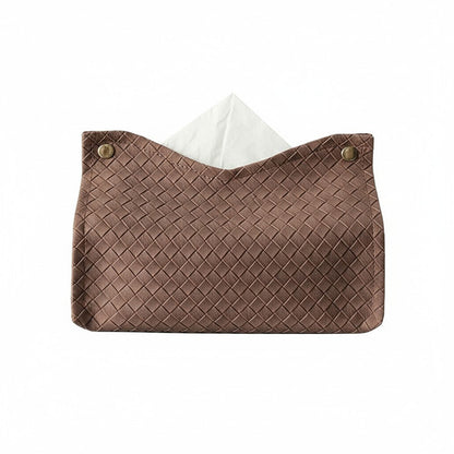 3-piece Woven Texture Faux Leather Tissue Holder with Snap Closure Design