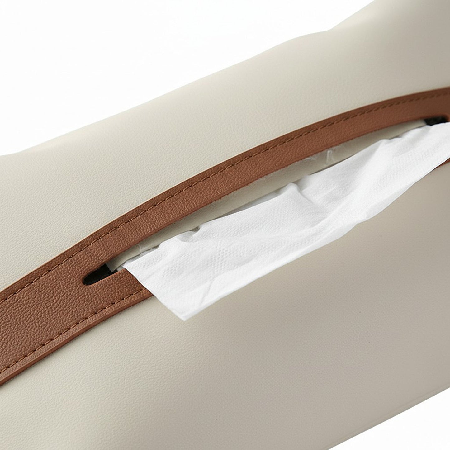 Soft Faux Leather Tissue Holder with Strap Handle and Snap Closure