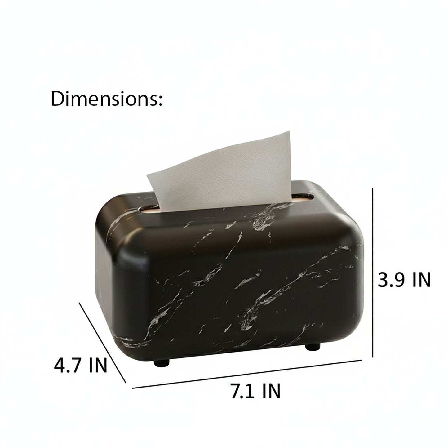 Modern Marble-Style Tissue Box Cover with Smooth Rounded Edges